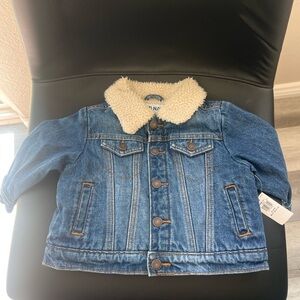 Nwt Old Navy Blue Denim Jacket with Cream Sherpa Collar